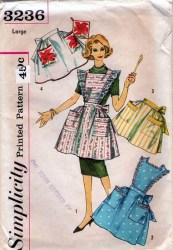 3236 SIMPLICITY 1960 FULL BIB/ HALF POCKET APRON, TRANSFER PATTERN MD 14,16